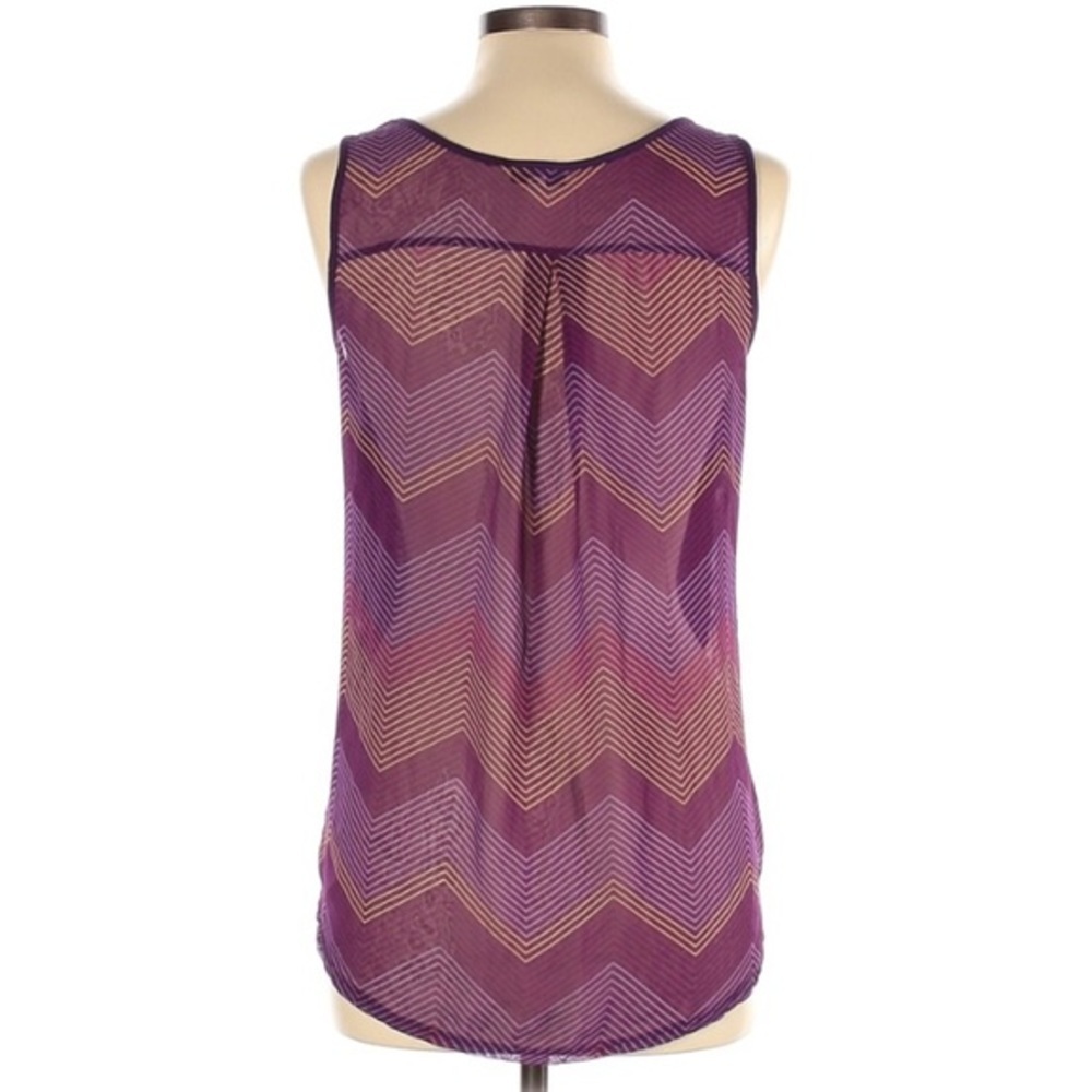 ANA L purple knit front sheer back sleeveless top - Picture 2 of 16